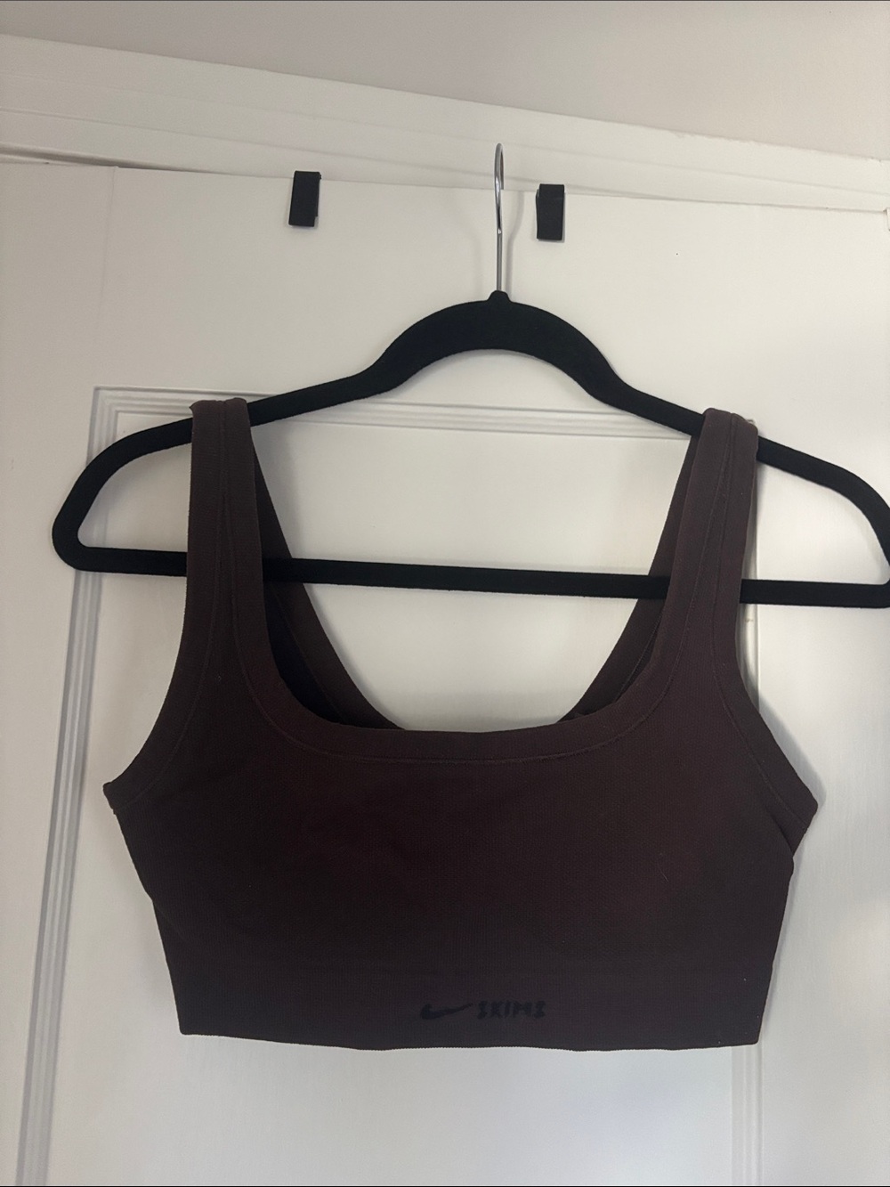 Nike SKIMS Brown Ribbed Scoop-Neck Sports Crop